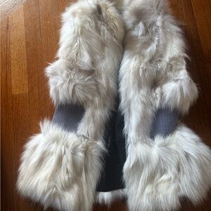 Natural Fox Fur Vest with Zipper Large